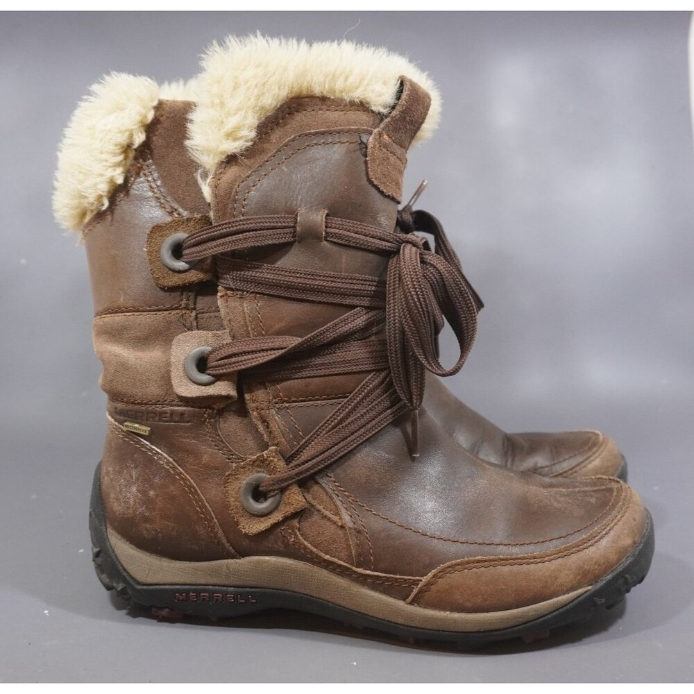 Merrell Nikita Boots Womens Sz 8 Waterproof Mid Calf Winter Boot J55888 Brown